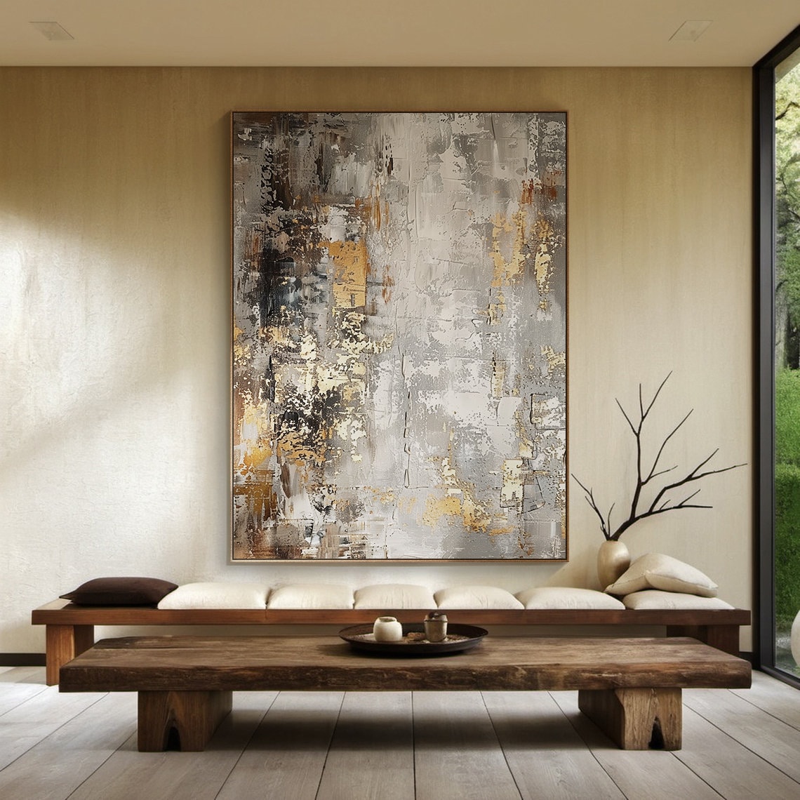 Grey Abstract Texture Oil Painting, Modern Room Art - Image 5