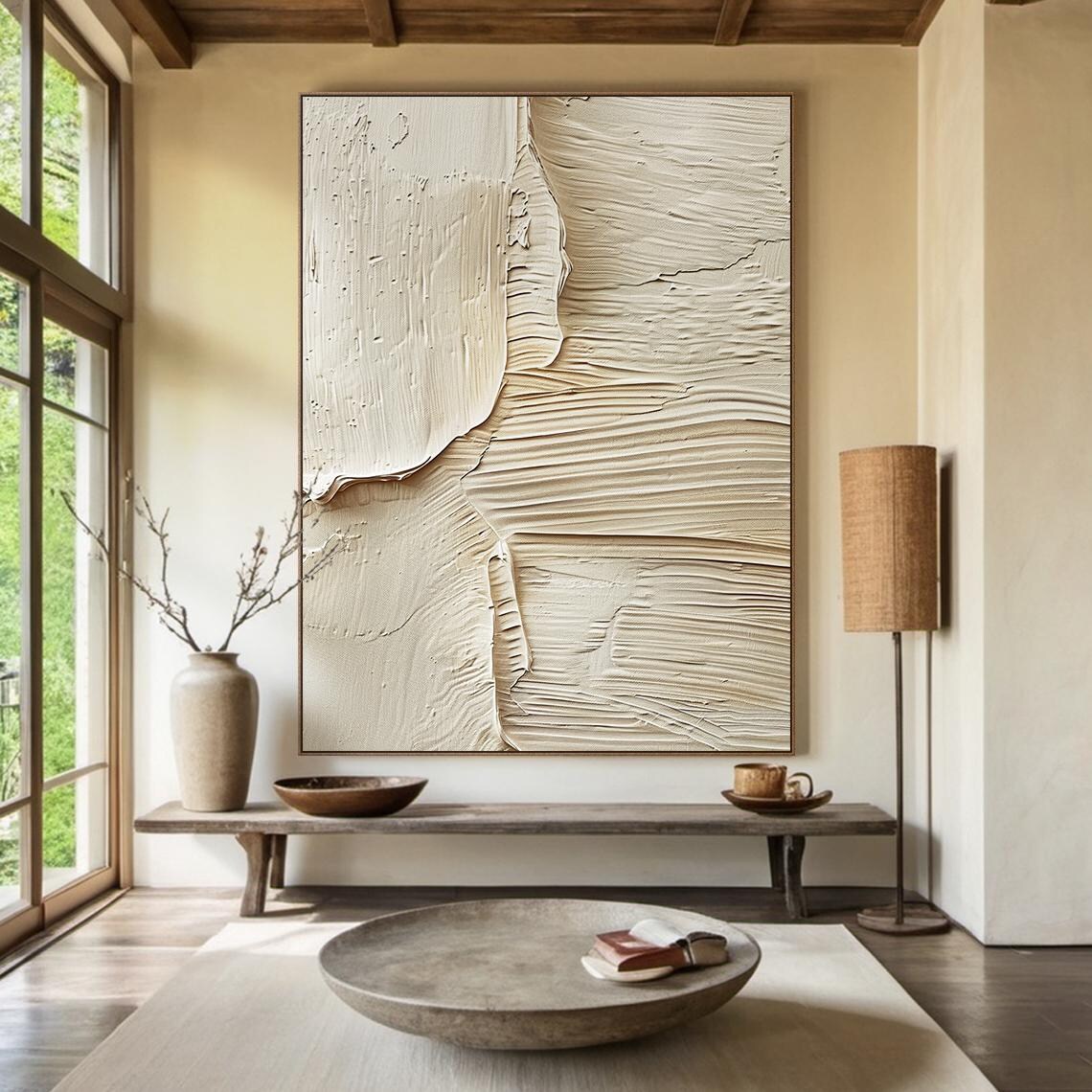 Beige Abstract Painting, Modern Living Room Art Print - Image 6