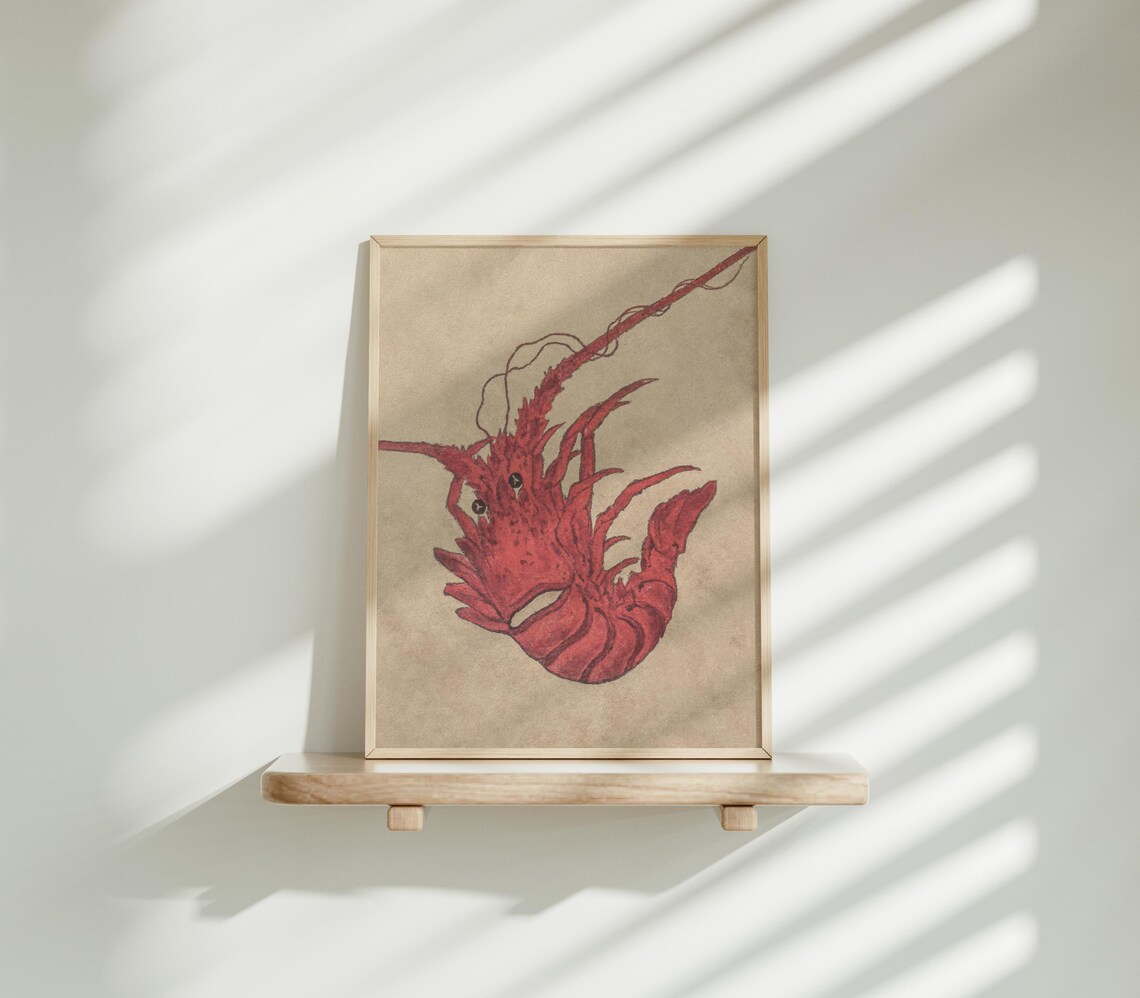 Red Lobster Art Vintage Print Kitchen Neutral Coastal Aesthetic Wall Art - Image 2