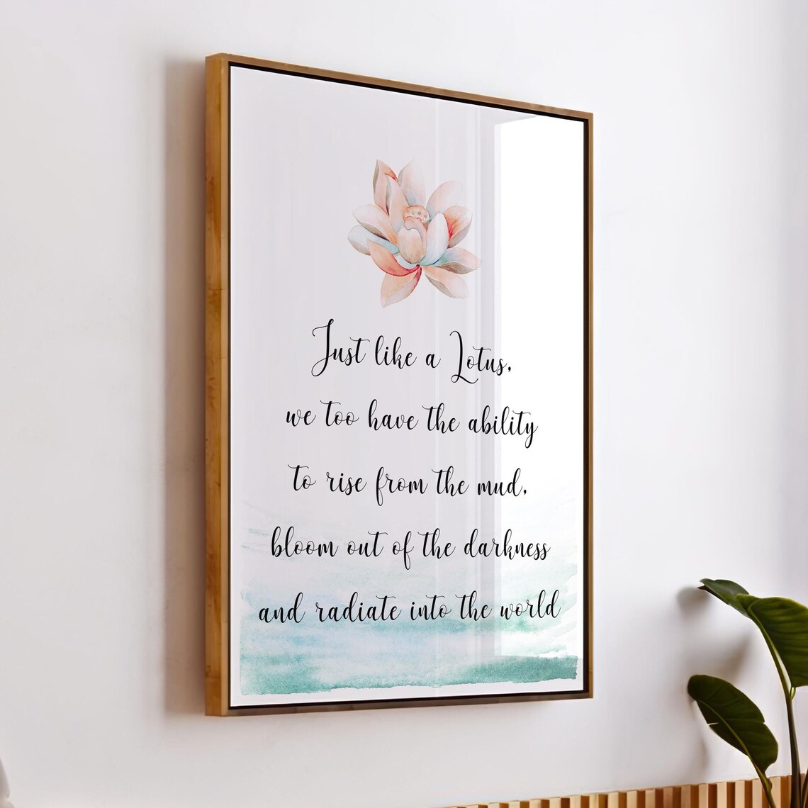 Just Like A Lotus Quote Poster, Zen Watercolor Art