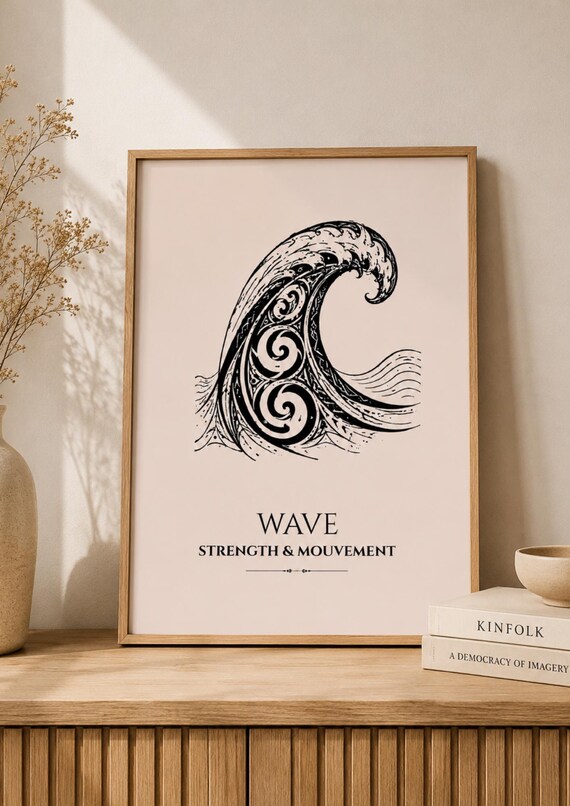 Ocean Wave Wall Art Print Tribal Poster Coastal Beach Decor Strength And Movement Artwork Nautical Boho