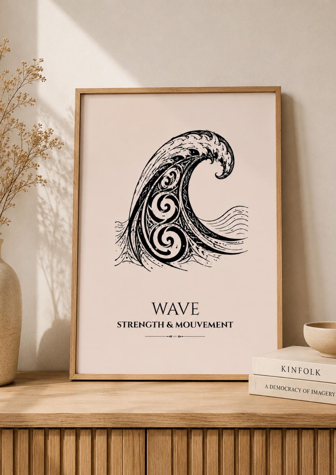 Tribal Ocean Wave Strength Movement Surf Boho Symbol Art Poster