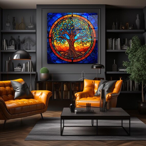 Elegant Tree Of Life Wall Art Tempered Glass Print Modern Nature Wall Decor Luxury Glass Wall Art For Home And Office