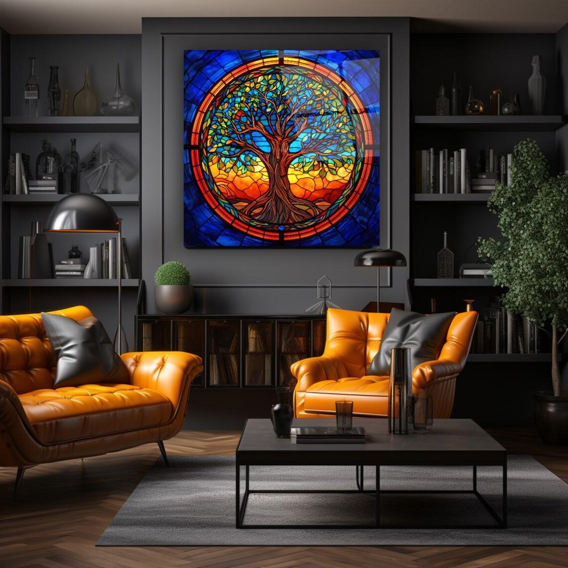Elegant Tree Of Life Wall Art Tempered Glass Print Modern Nature Wall Decor Luxury Glass Wall Art For Home And Office