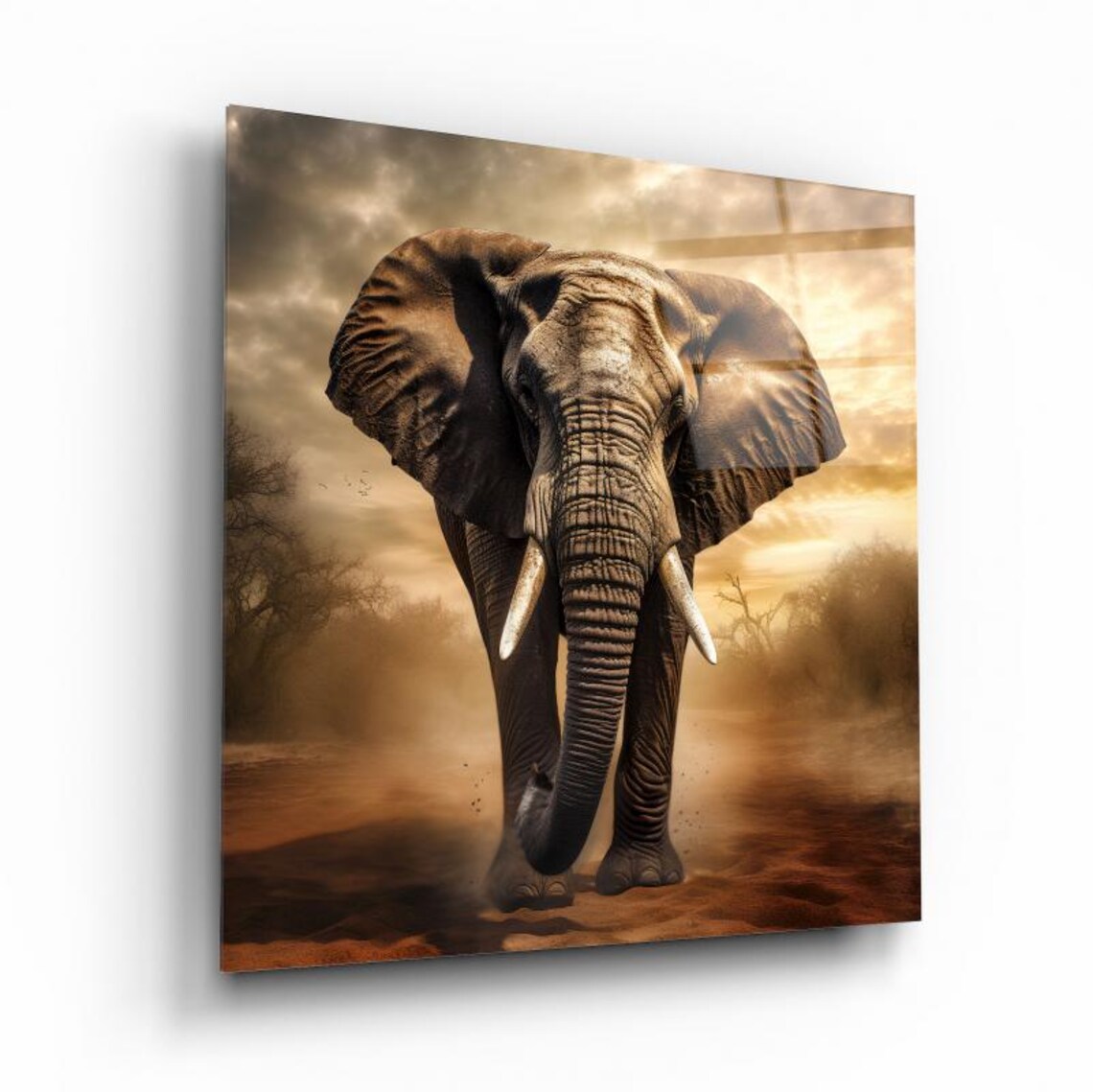 Majestic Elephant Portrait Wall Art Tempered Glass Print Modern Wildlife Decor Luxury Glass Wall Art For Home And Office - Image 2