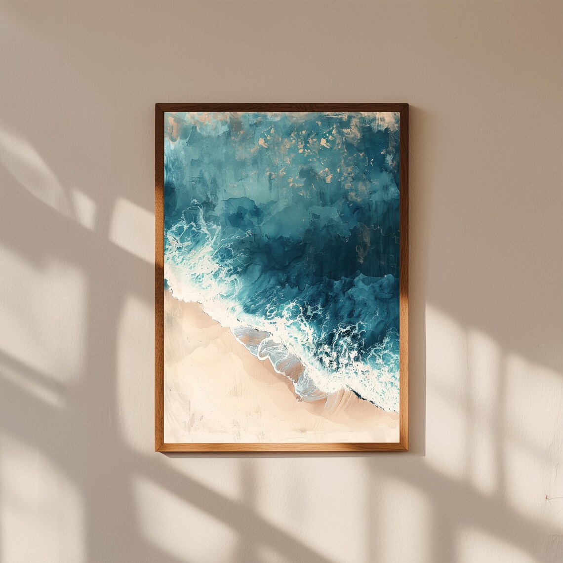 Abstract Coastal Print Minimalist Seascape Blue Neutral Tones