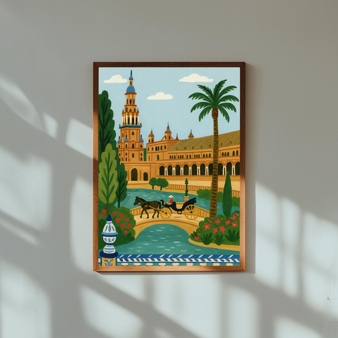 Seville Plaza De Espana With Carriage Andalusian Travel Poster
