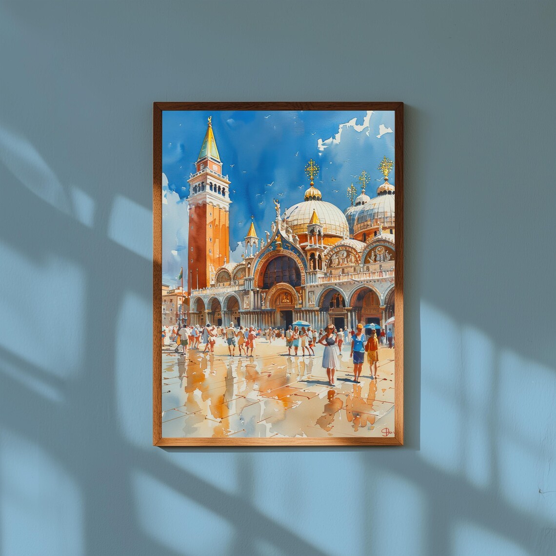 St Marks Basilica Venice Watercolor Campanile Square Italy Art Print