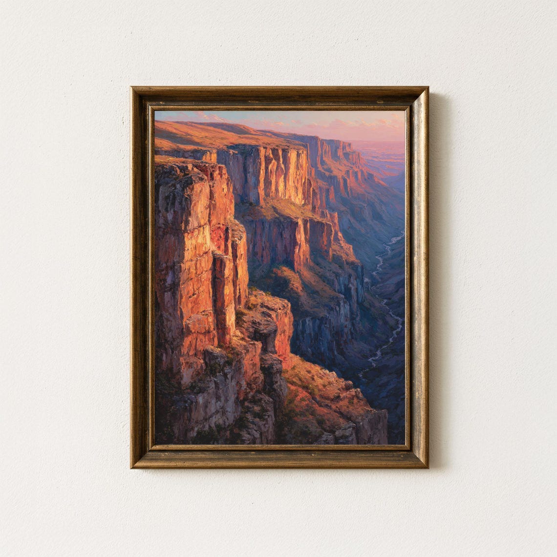Copper Canyon Sunset Oil Painting Dramatic Desert Landscape Art