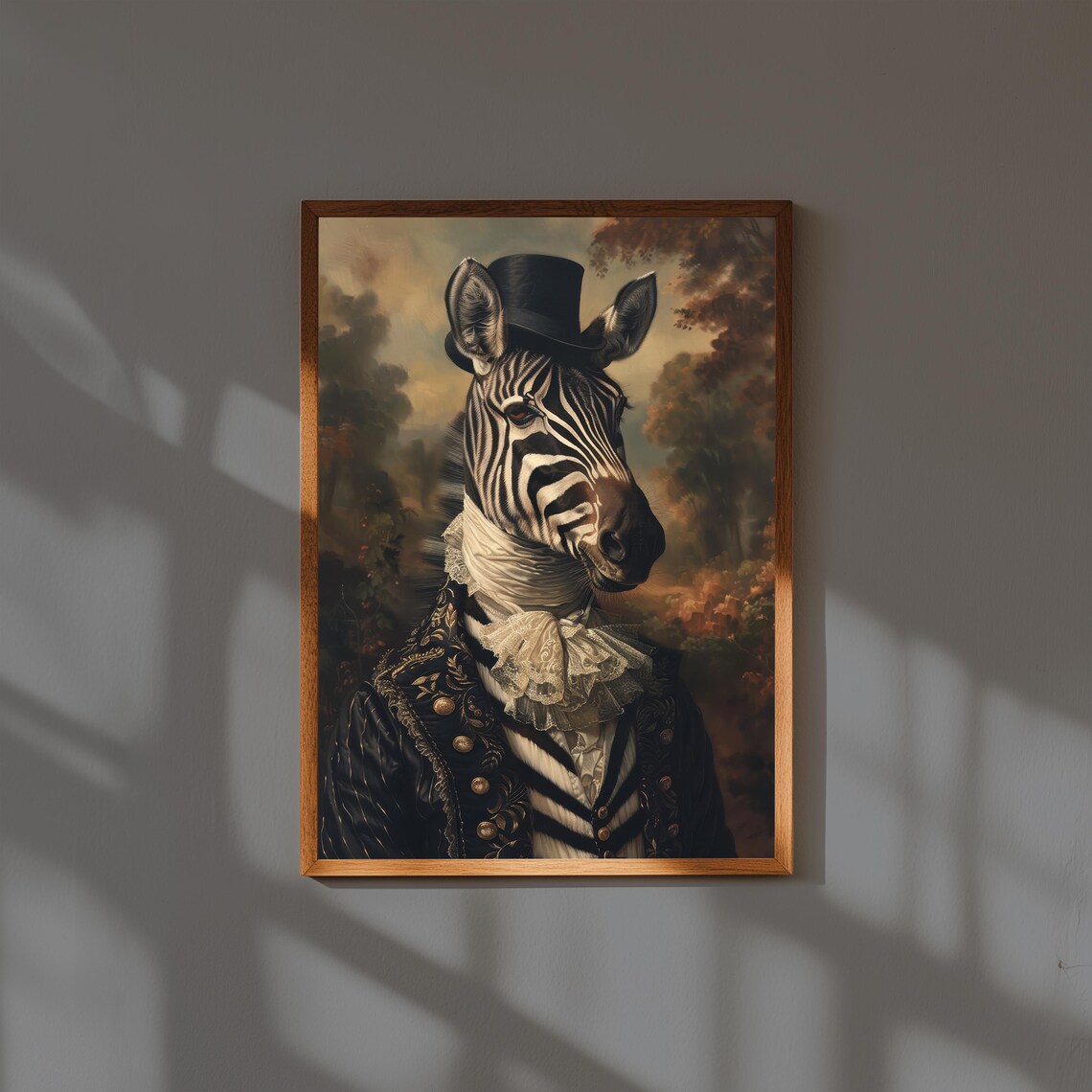 Zebra Portrait Art Print Vintage Animal In Suit Wall Decor