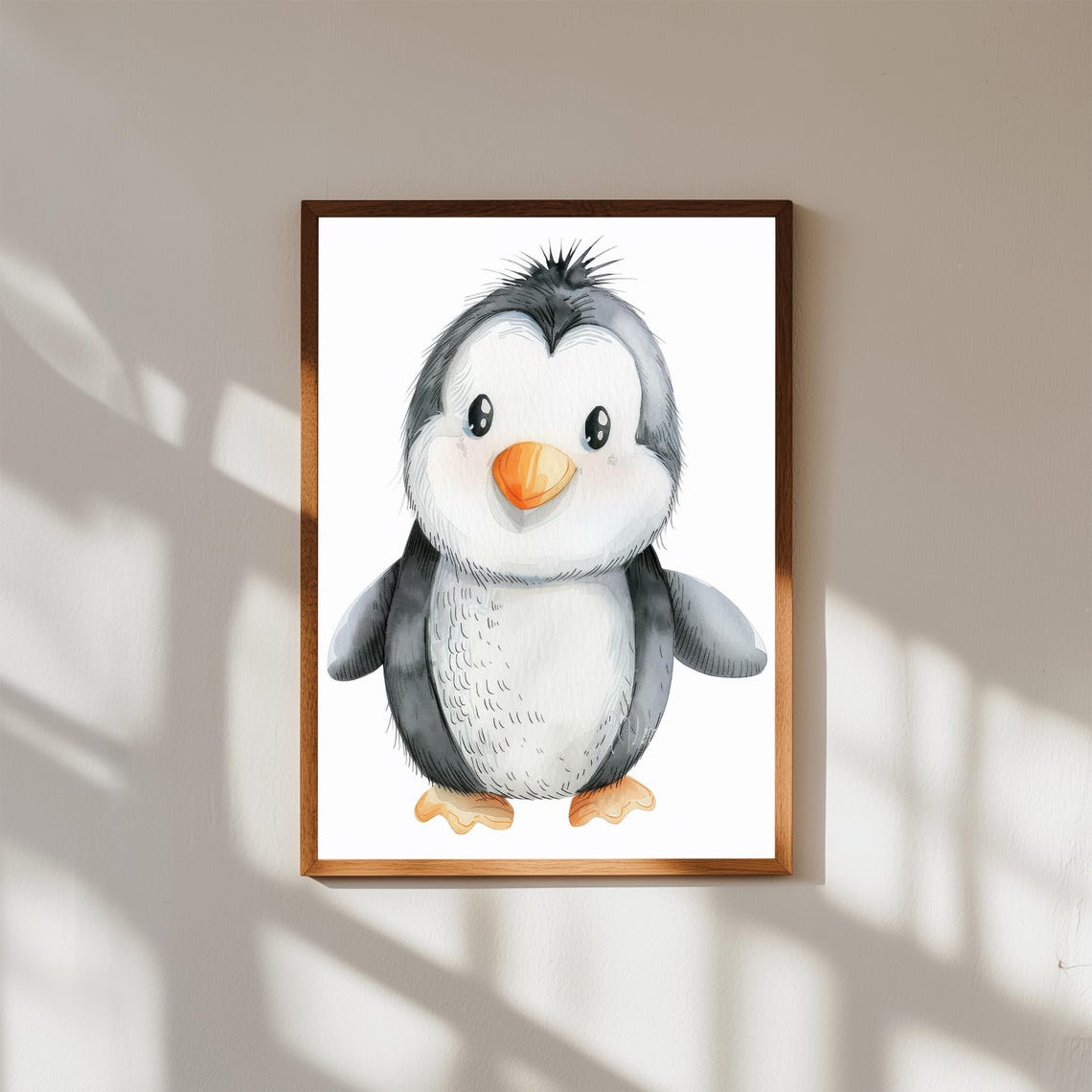 Cute Baby Penguin Watercolor Poster Arctic Nursery Animal Wall Decor