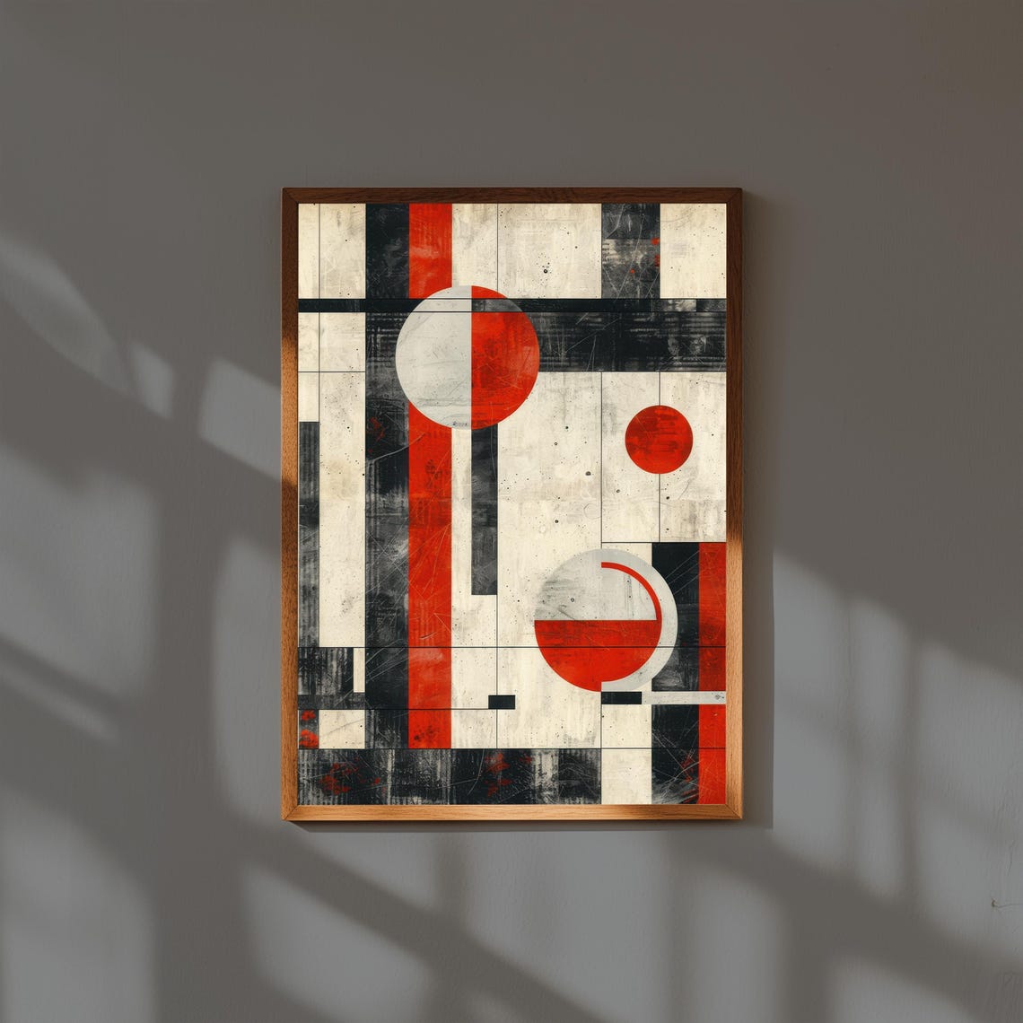 Red Black Geometric Circles Constructivist Style Abstract Art Poster