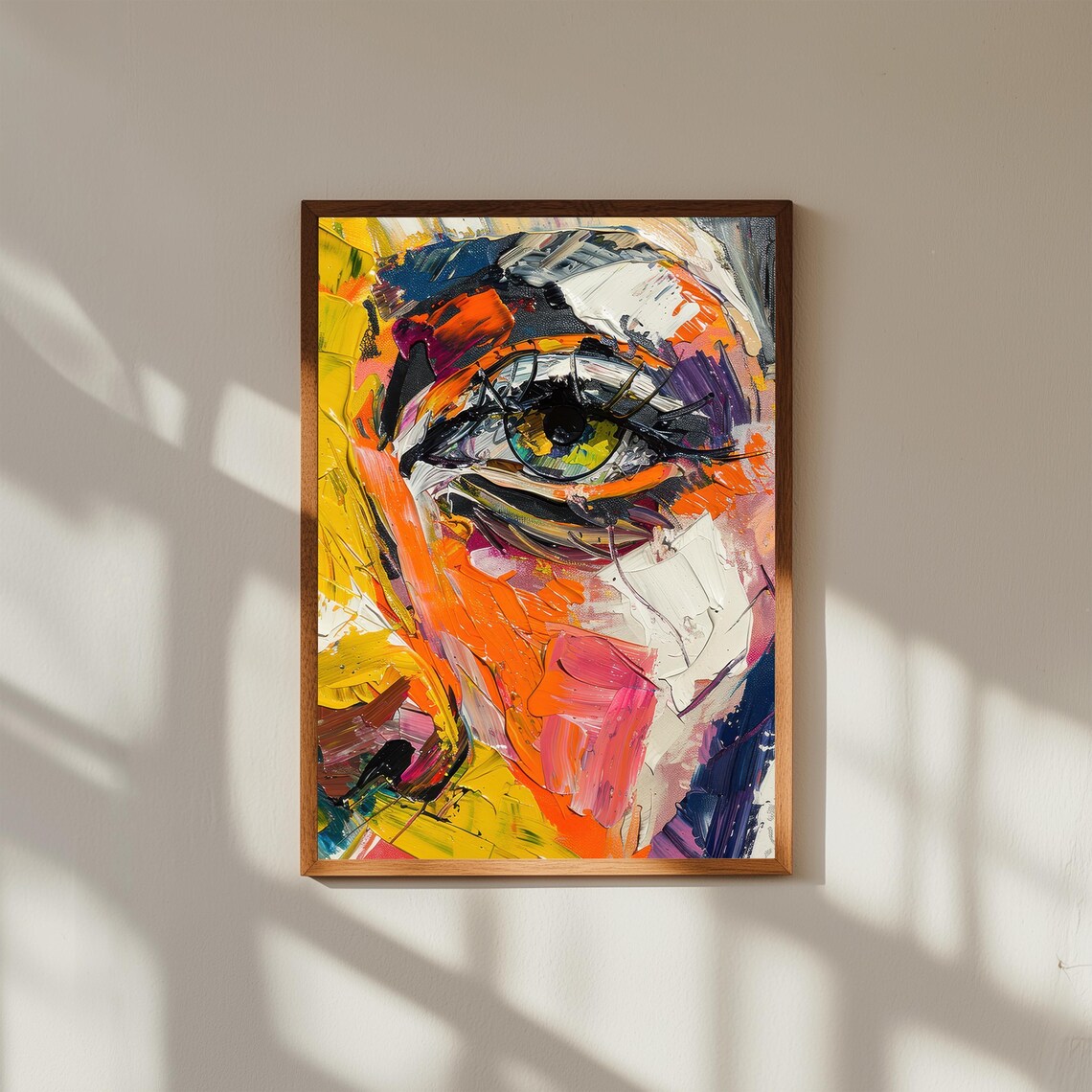 Abstract Expressionist Eye Oil Painting Bold Impasto Colorful Poster