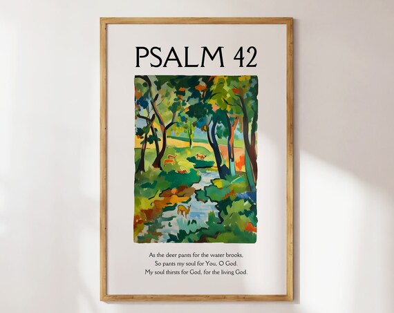 Psalm 42 As The Deer Matisse Print Maximalist Wall Art Colorful Christian Print Wall Art Bible Verse Art