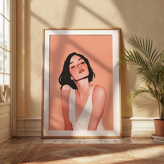 Woman Portrait Art Print Girl Chick Modern Decor Blush Rosee You Make Me