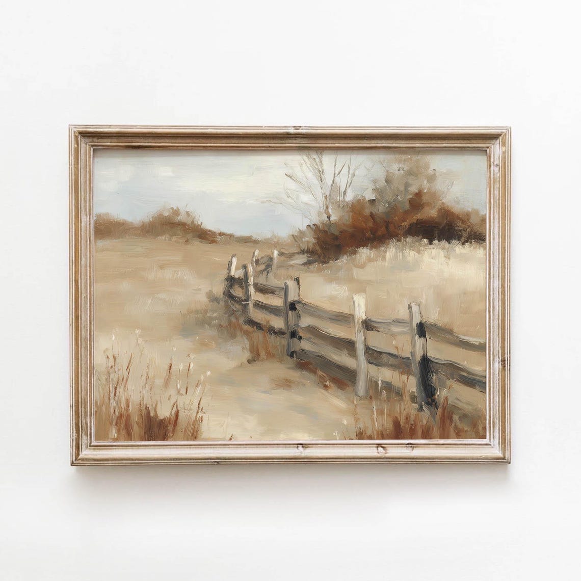 Vintage Split Rail Fence Golden Autumn Field Rustic Art Poster