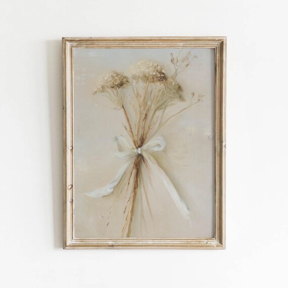 Vintage Dried Wildflower Bouquet Tied with a White Ribbon Poster