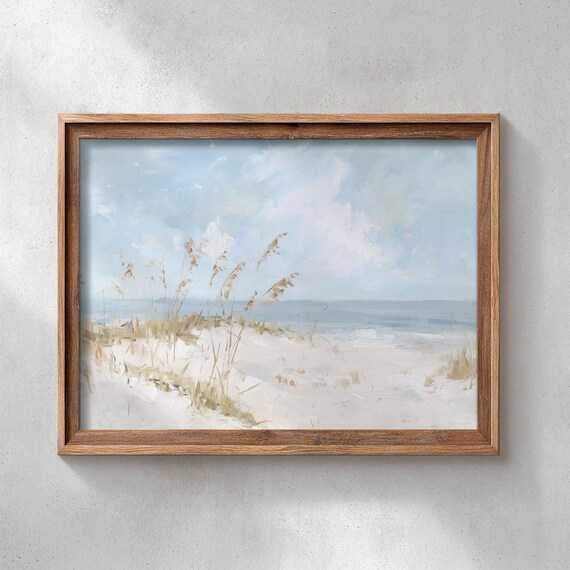 Beach Dunes Sea Oats Muted Coastal Landscape Painting Poster