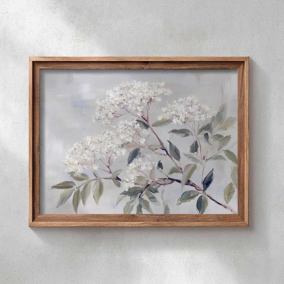 Printed White Flowering Branch, Botanical Poster Print