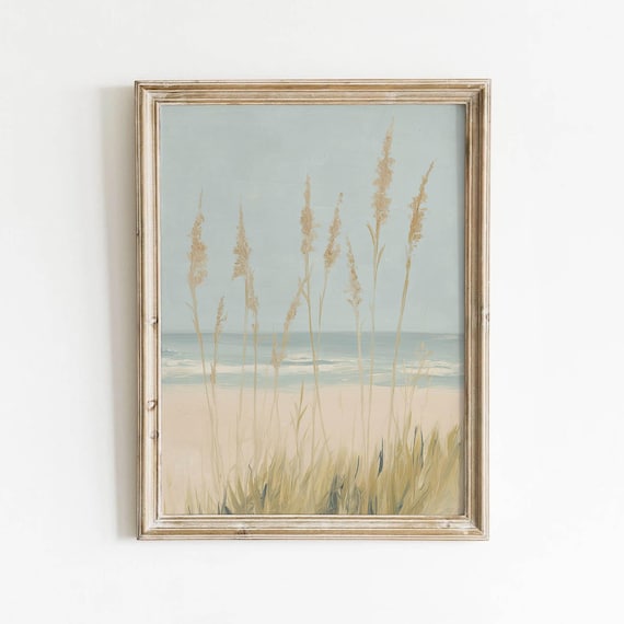 Coastal Beach Grass Art Print, Calming Living Room