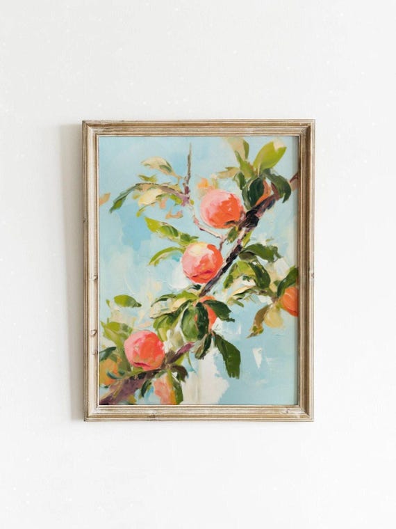 Peach Tree Painting Farmhouse Decor Summer Wall Art Instant