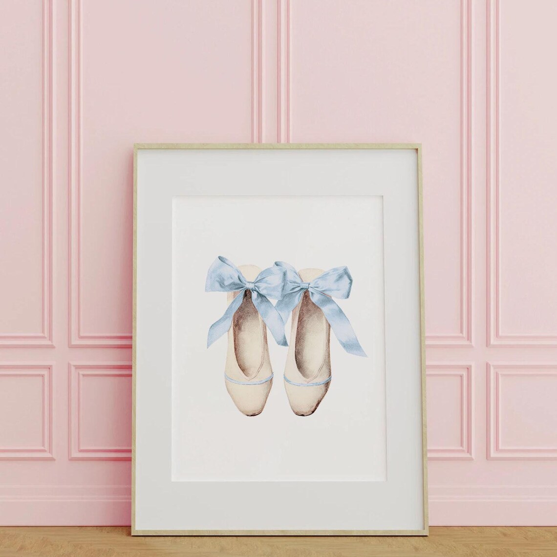 Ballet Slipper Vintage Art Print, Retro Ballerina Decor