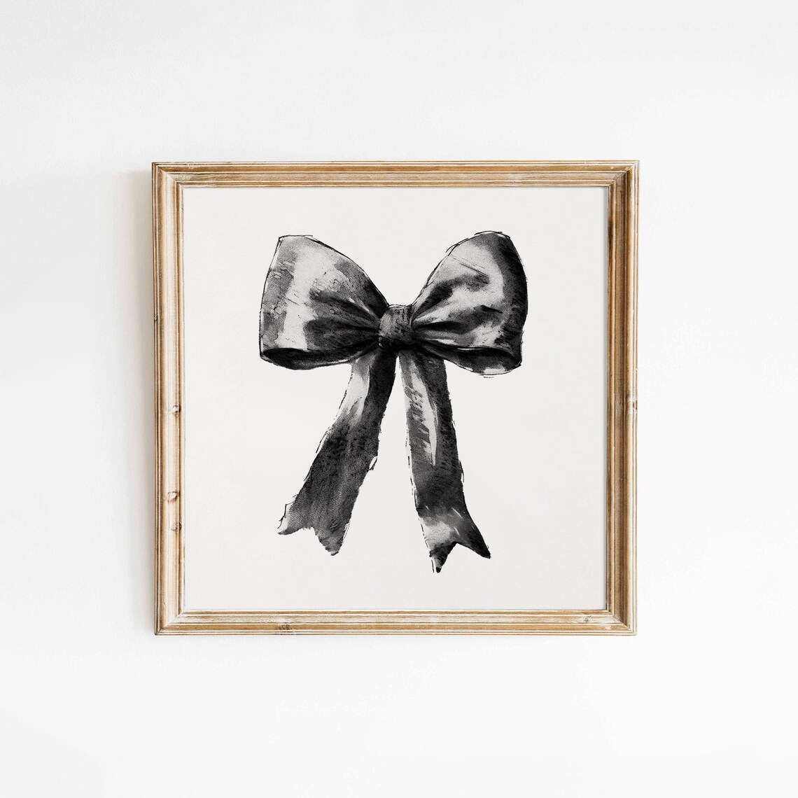 Black Preppy Bow Square Art Print, Teen Room Decor