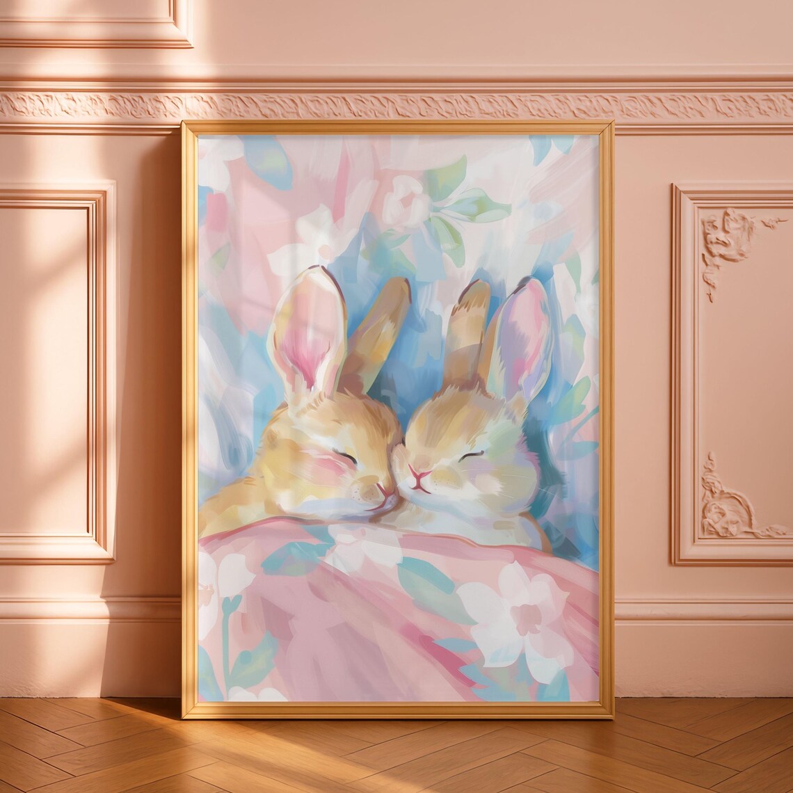 Bunny Pastel Art Print for Couples Anniversary