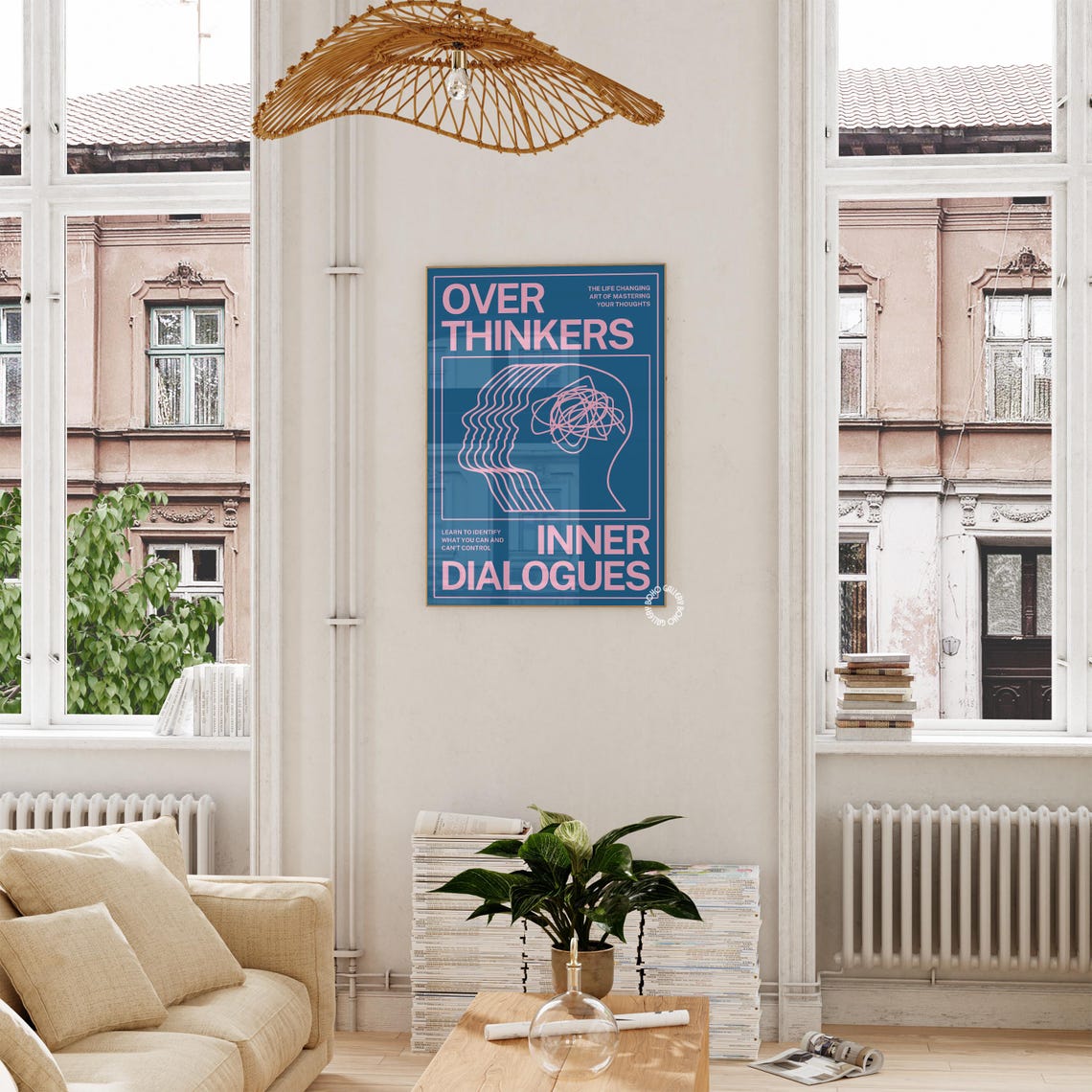 Overthinkers Inner Dialogues Pink Navy Mindfulness Typography Poster - Image 2