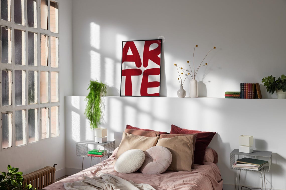 Arte Red Cream Bold Typography Poster Italian Retro Minimal Art - Image 2
