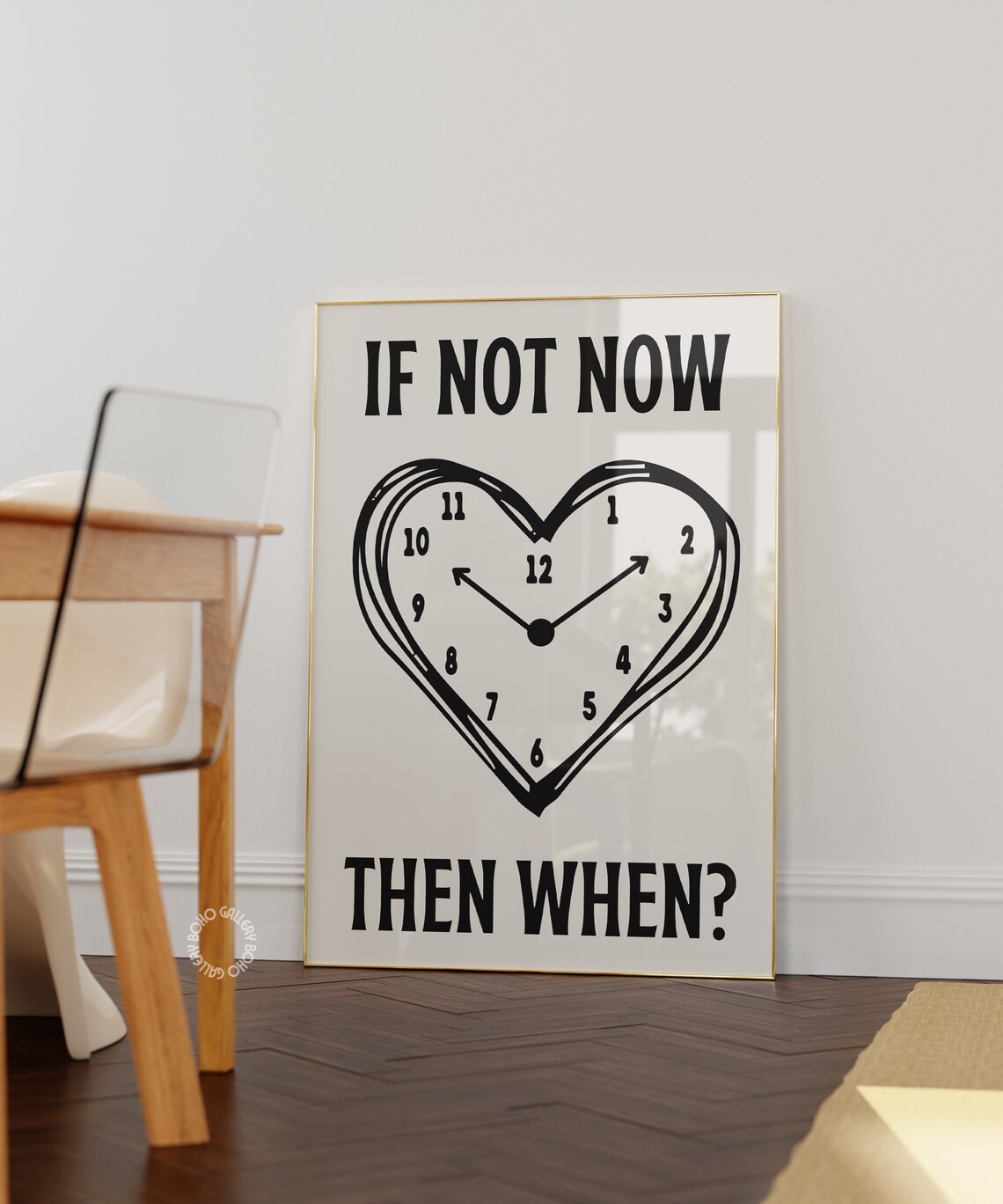 If Not Now Then When Heart Clock Bold Motivational Quote Poster - Image 2