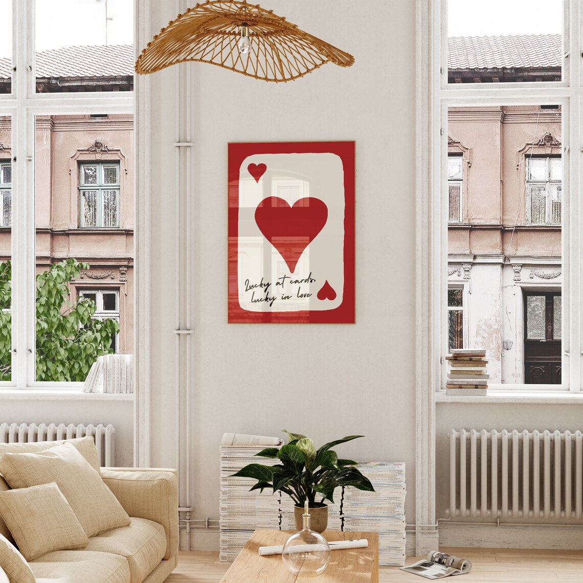 Ace Of Hearts Lucky At Cards Lucky In Love Typography Poster - Image 3