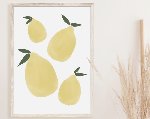 Lemon Print Lemon Wall Art Kitchen Wall Art Fruit Wall Art Boho Decor Abstract Art Print Print Abstract Art Print
