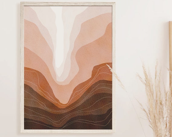 Brown Beige Modern Wall Art Print Beige Abstract Art Print Neutral Wall Art Boho Decor