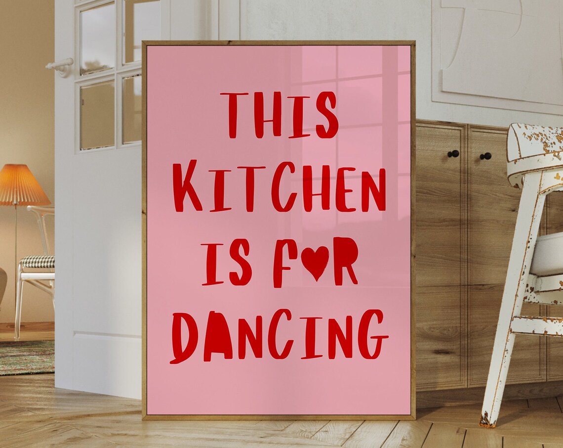 This Kitchen Is For Dancing Minimalist Heart Art Print - Image 4
