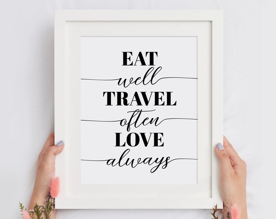 Eat Well Travel Often Love Always Wanderlust Inspiration Wall Art