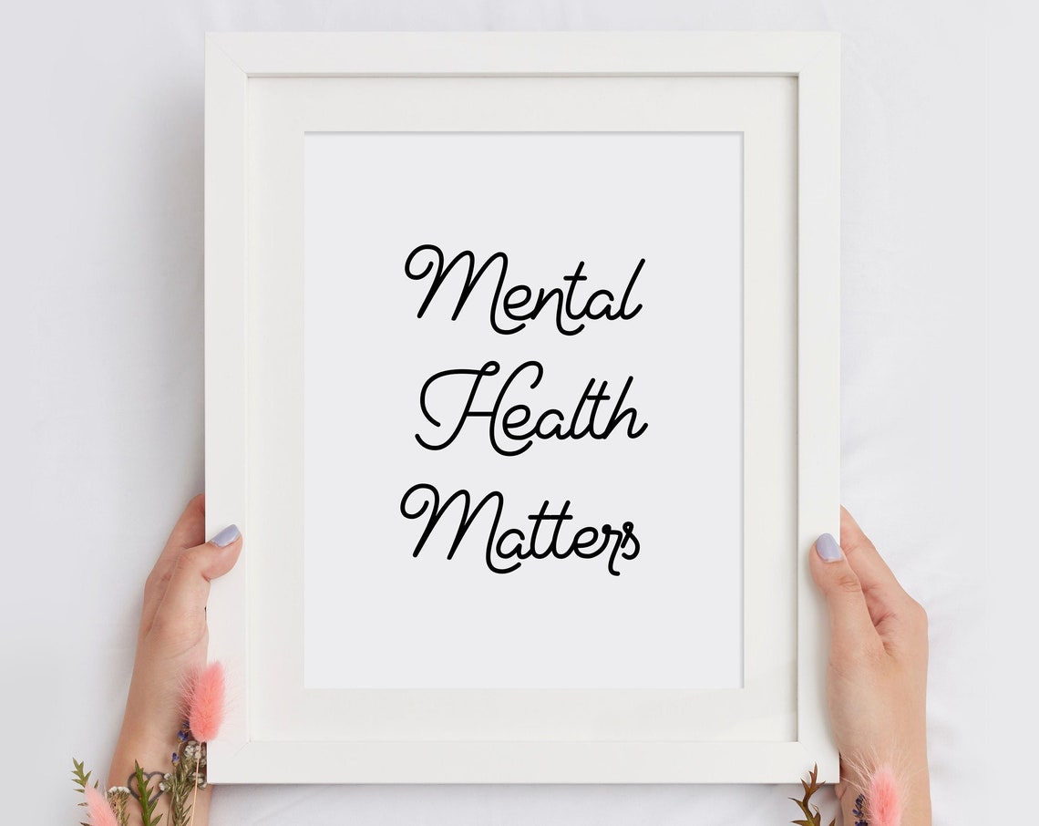 Mental Health Matters Self Care Script Typography Minimalist Poster