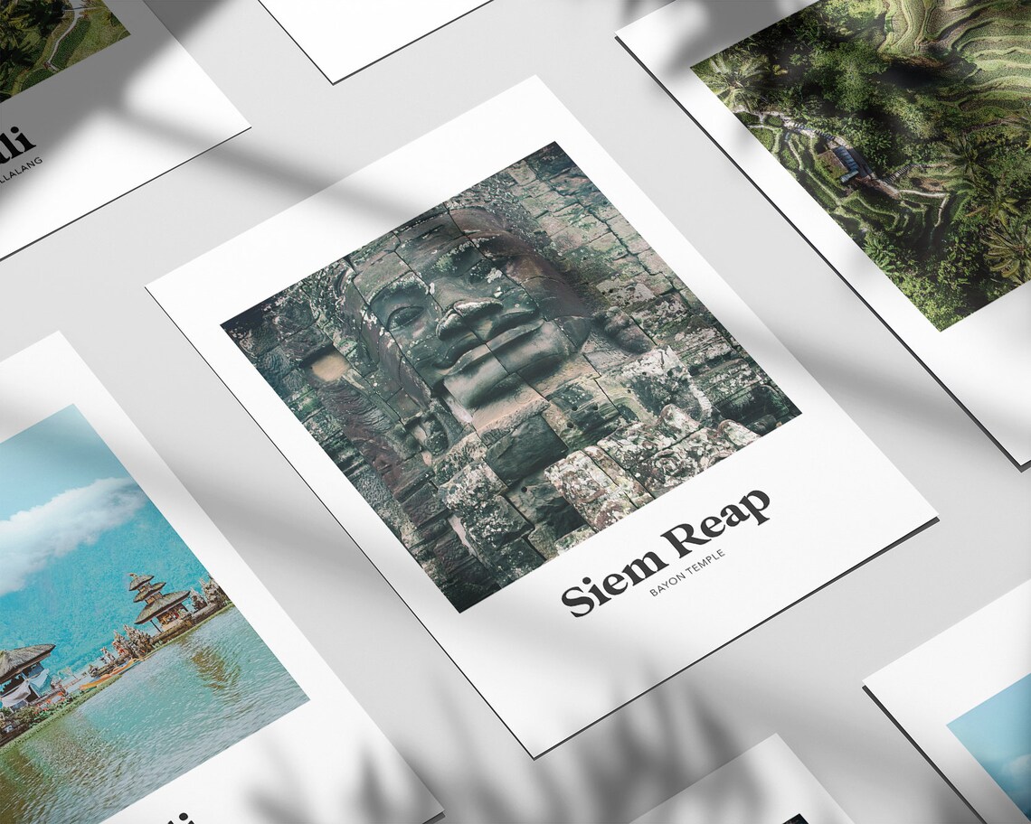 Siem Reap Cambodia Bayon Temple Stone Face Photo Travel Poster - Image 2