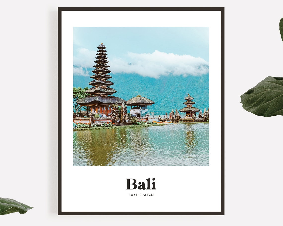 Bali Lake Bratan Temple Indonesia Colorful Travel Photography Poster
