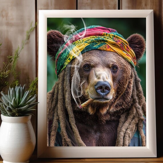 Bear Print, Rastafari Jamaican Decor Poster