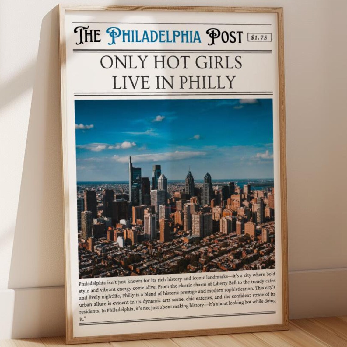 Only Hot Girls Live In Philly Newspaper Skyline Photo City Poster
