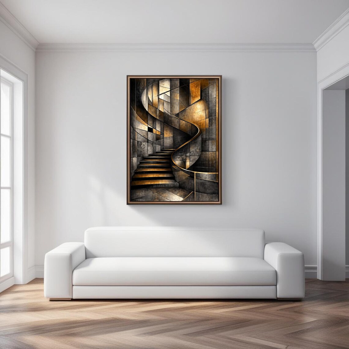 Abstract Geometric Staircase, Modern Industrial Art Print - Image 3