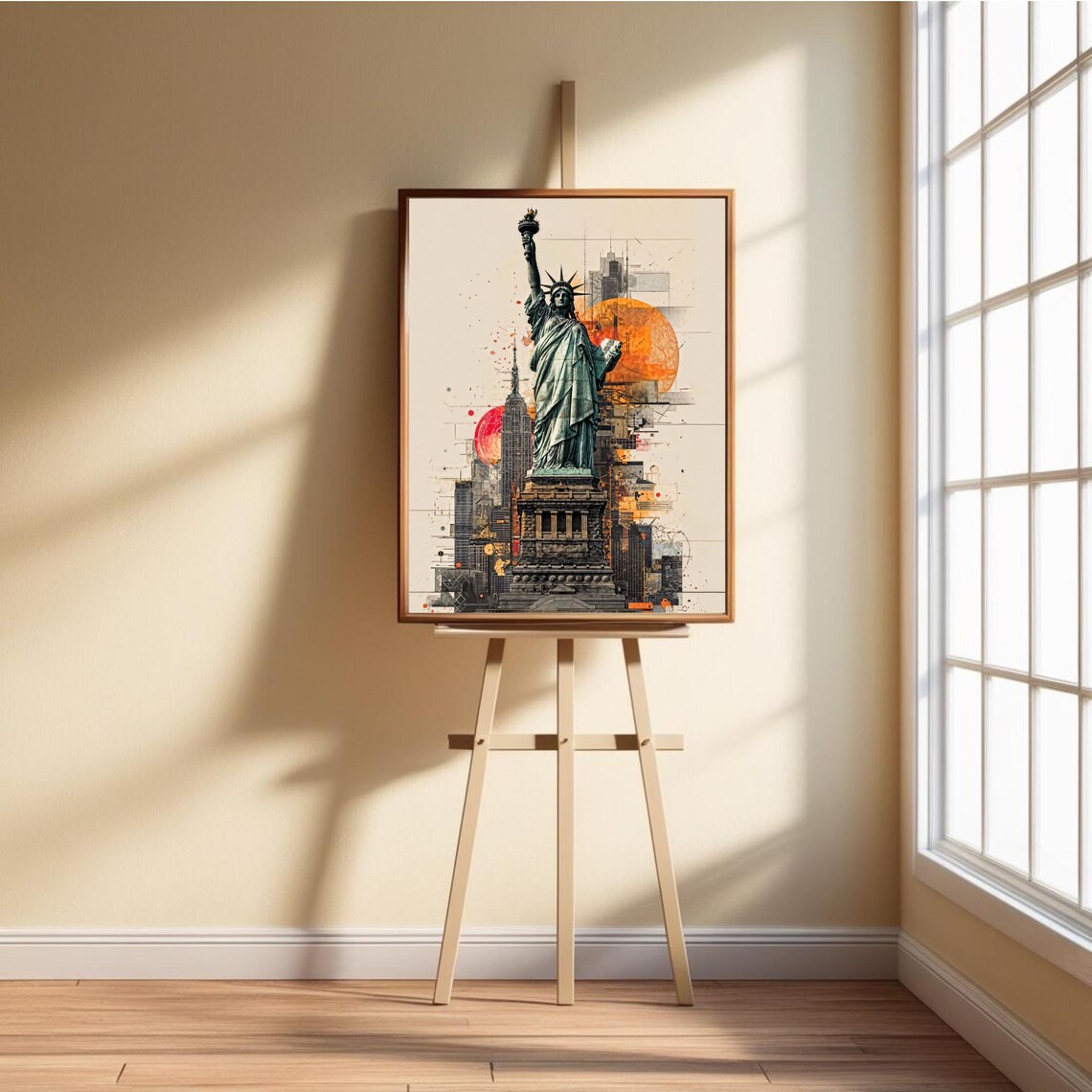 Statue Of Liberty, Abstract New York Skyline Poster - Image 3