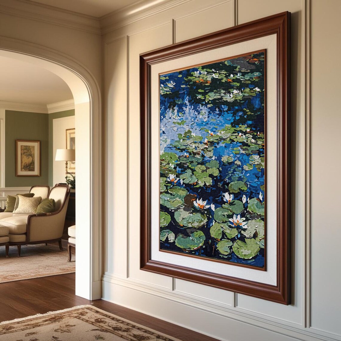 Water Lilies, Monet Style Impressionist Art Print - Image 6