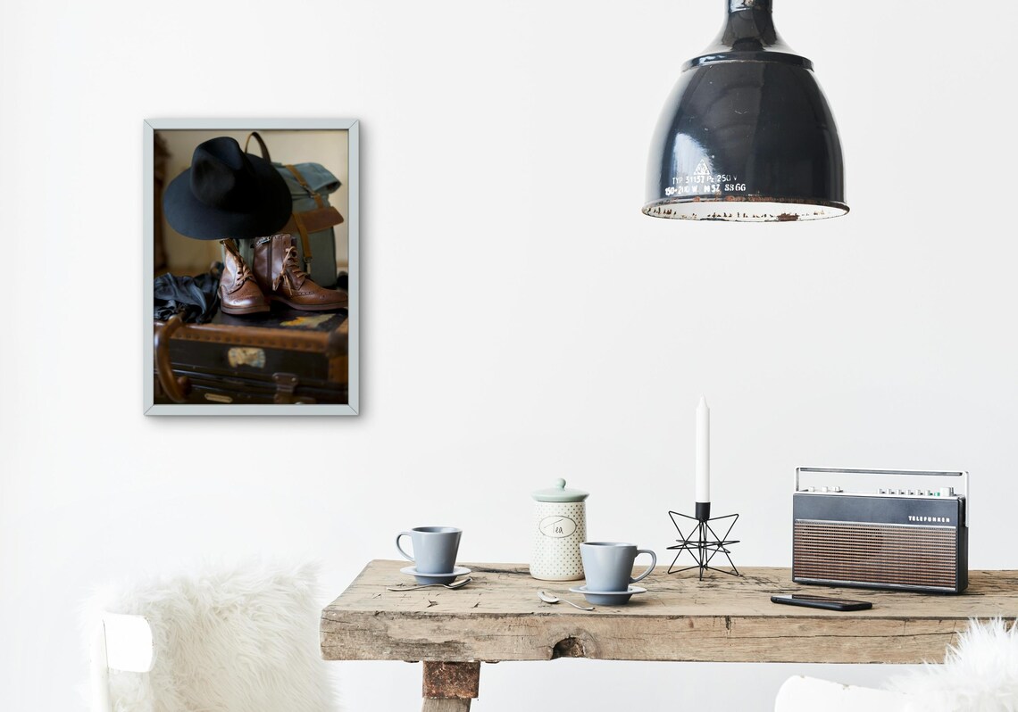Vintage Travel Inspired Leather Boots Wall Art - Image 3