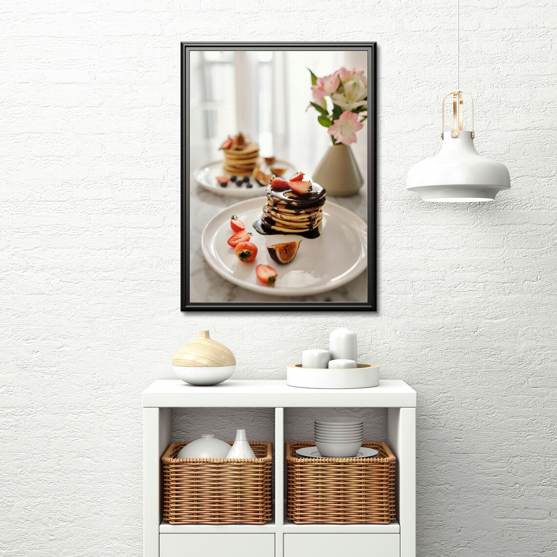 Elegant Pancakes With Chocolate Sauce, Fruit Art Print - Image 6