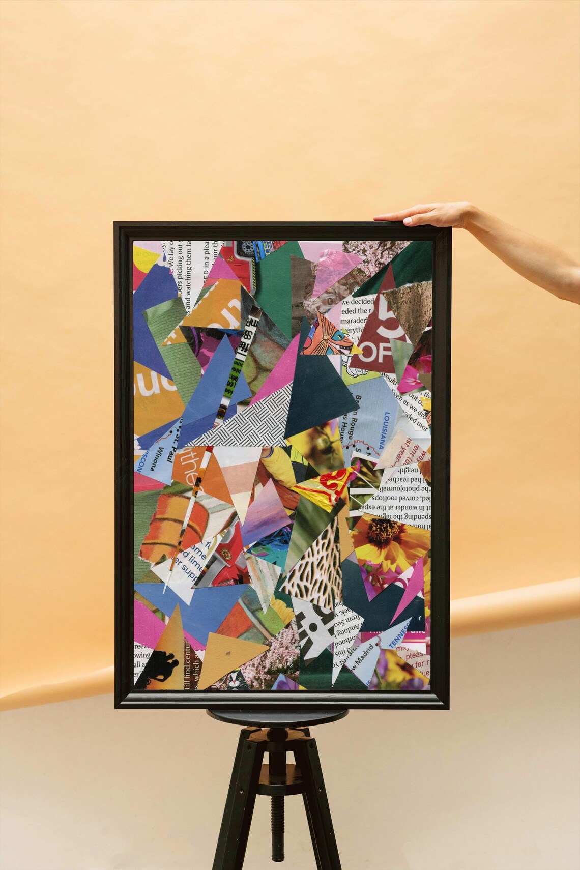 Abstract Collage, Colorful Geometric Mixed Media - Image 5