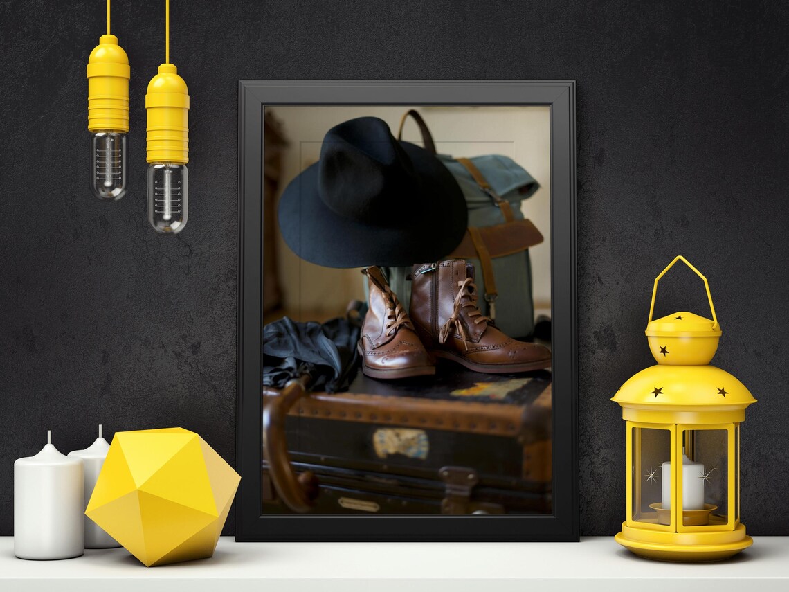 Vintage Travel Inspired Leather Boots Wall Art - Image 5