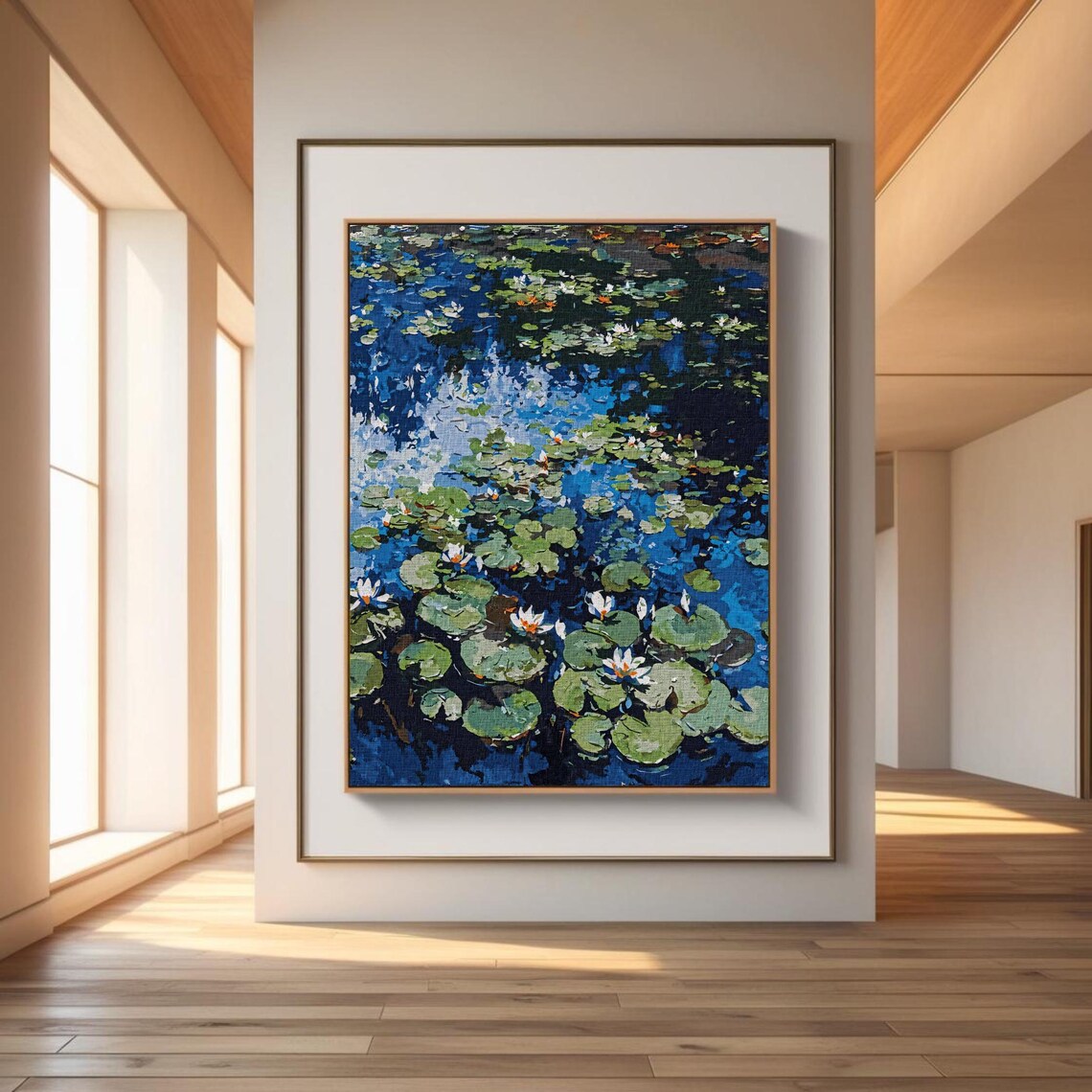 Water Lilies, Monet Style Impressionist Art Print - Image 4