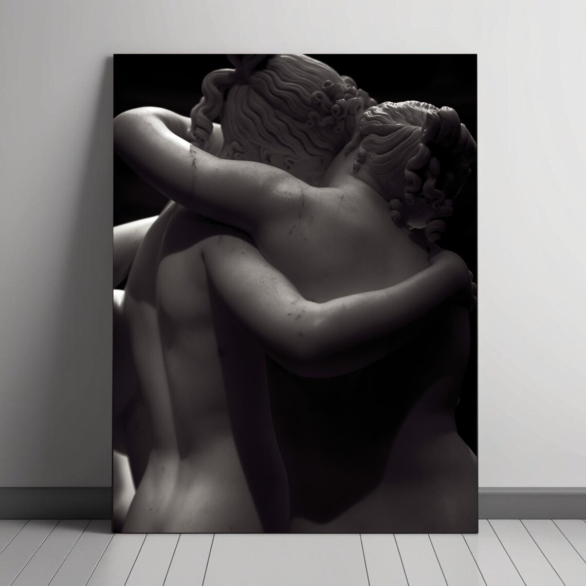 Marble Embrace Romantic Sculpture Art Print